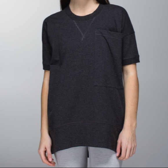 lululemon athletica Tops - Lululemon Mudra SS Sweatshirt in Heathered Black